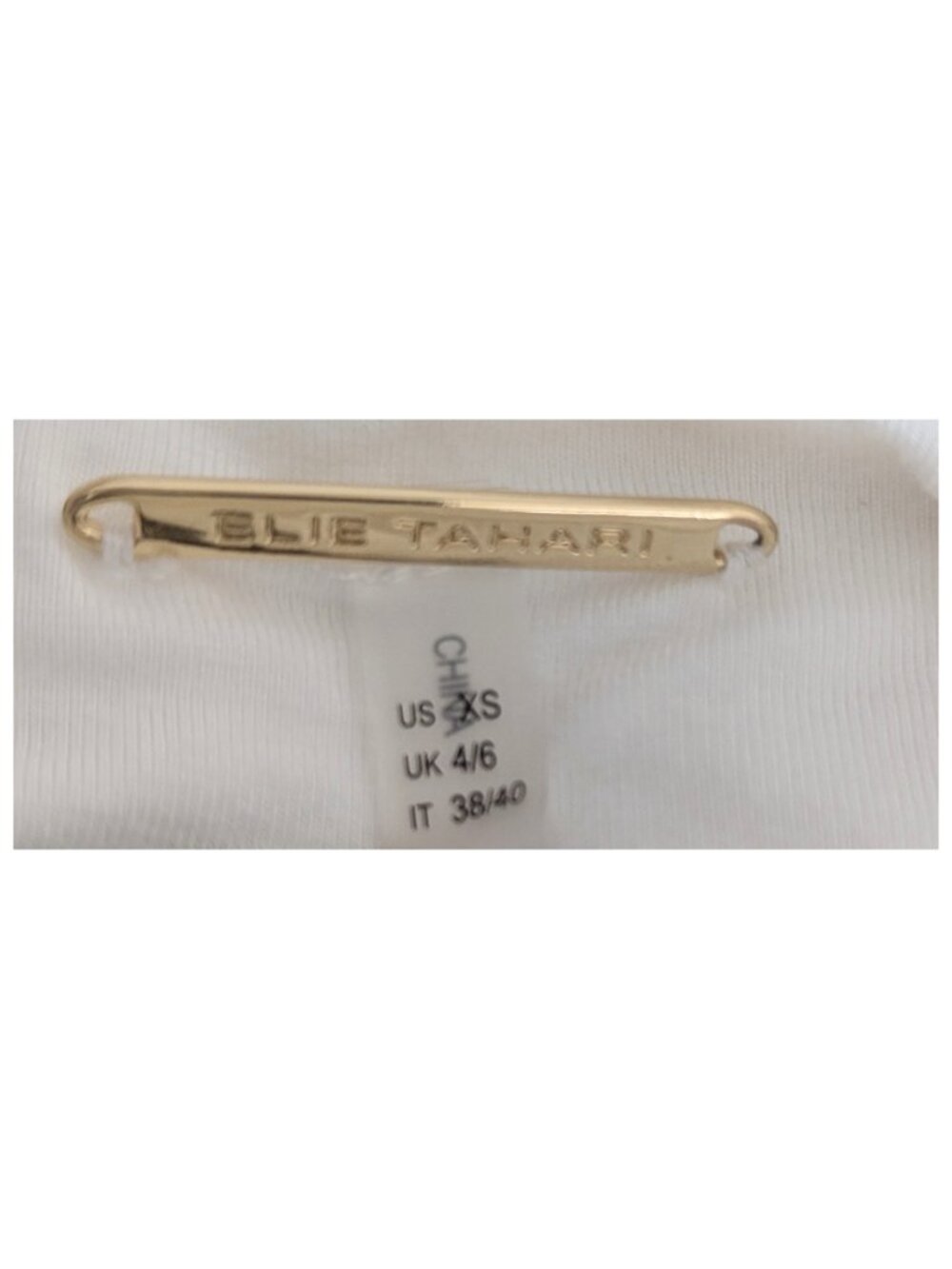 Elie Tahari Ivory Ruched Mock Neck Stretch Knit Top Pearl Detail XS - Picture 6 of 7